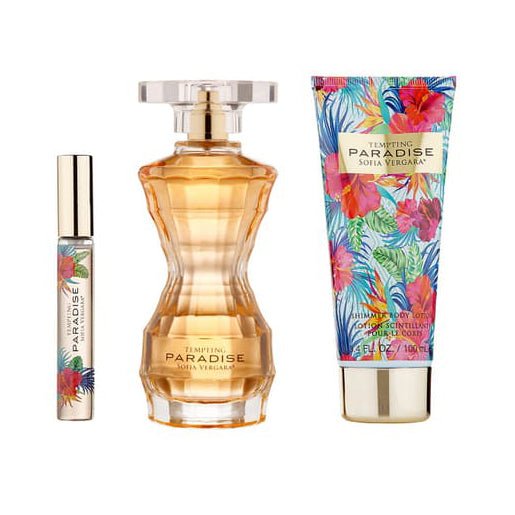 Sofia Vergara Tempting Paradise EDP & Shimmer Lotion Trio Set | My Perfume Shop